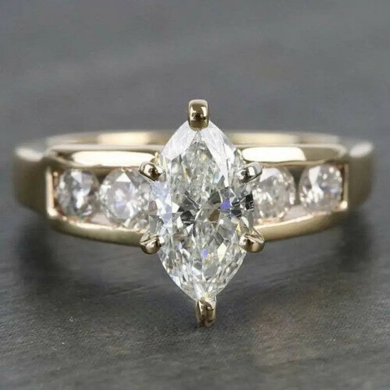 Women's Zirconia Marquise Wedding Band, Elegant Birthstone Design for Engagement or Anniversary, Affordable Fashion & Meaningful Gifts for Her, Jewelry Rings, Marquise Wedding Bands, Birthstone Rings, Band Ring
