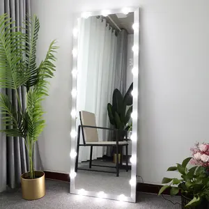 Dreamzon Hollywood Full Length Mirror with Lights Full Body Vanity Mirror with 3 Color Modes Lighted Standing Floor Mirror for Dressing Room Bedroom Wall Mounted Touch Control Silver 63"x24"