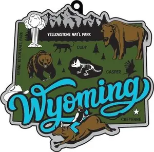 Race Through WYOMING 1M 5K 10K 13.1 26.2 Medal and Bib
