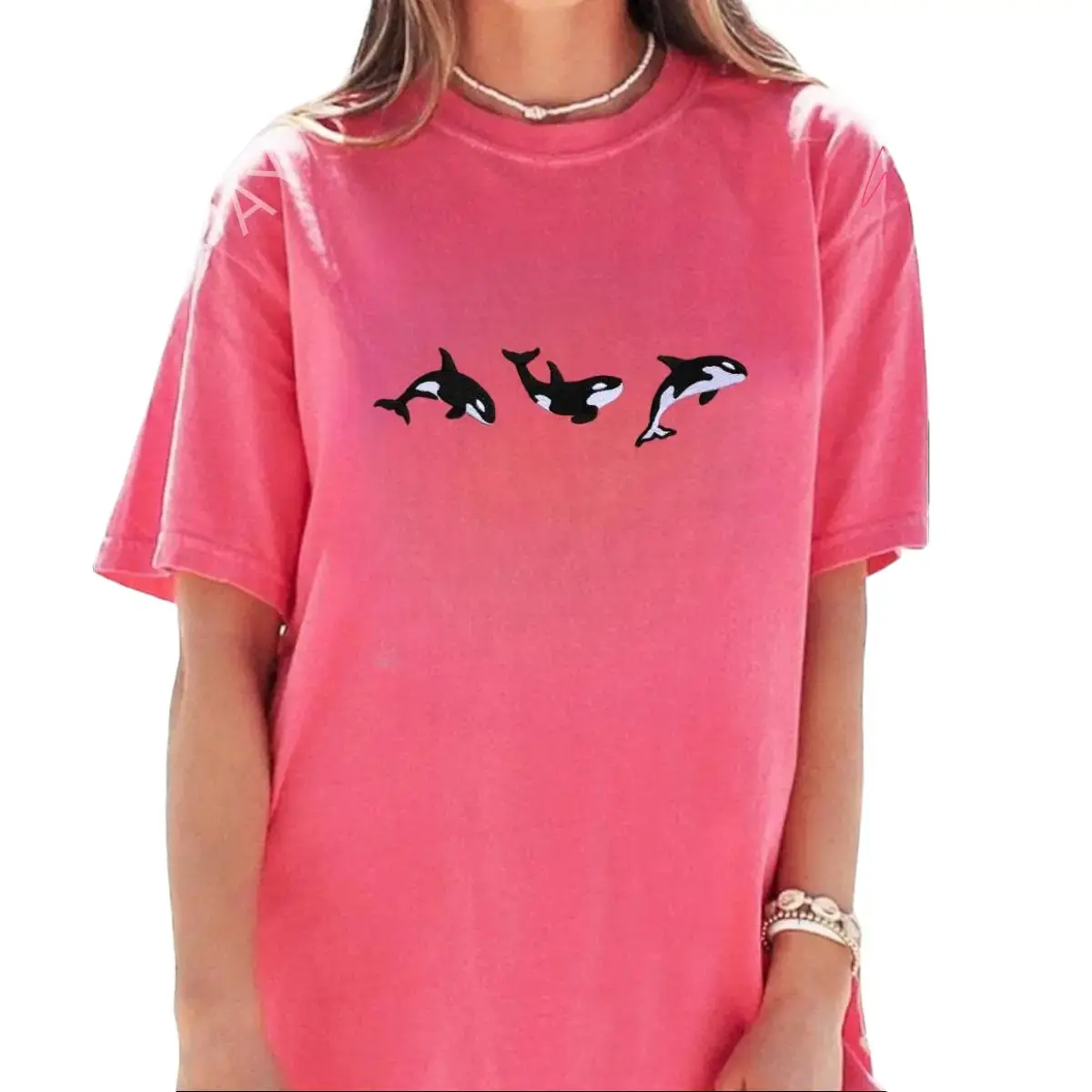Orca Embroidered Shirt, Ocean Animal Lover Shirt, Summer Embroidered Shirt, Trendy Summer Tee, Fish Lover shirt