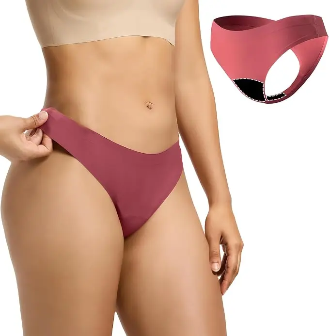 La LiVita Seamless Thong Period Underwear for Women Teens 1 Pack | 15ml Absorbency, Leakproof Backup, Side Leak Prevention, No-Show Fit, Moisture Wicking, Breathable, Quick Dry, PFAS-Free