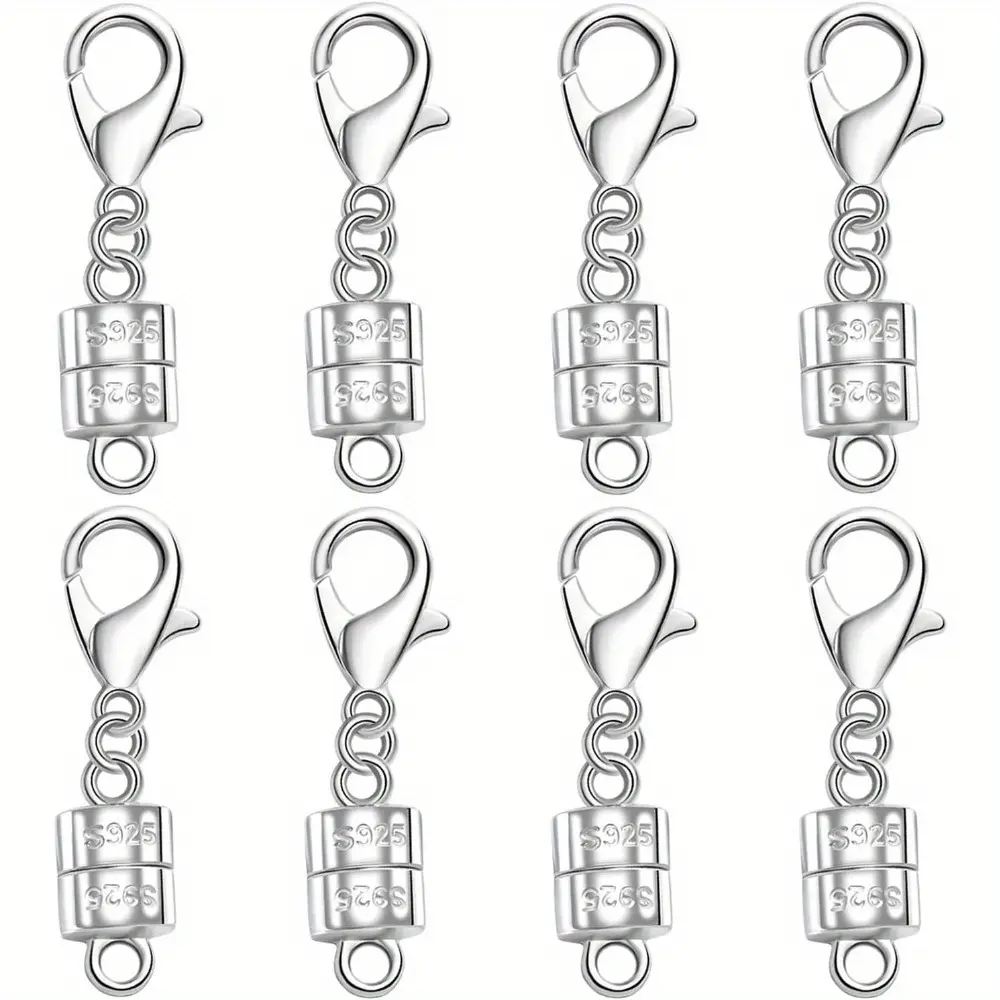 925 Silver Magnetic Necklace Clasp with Lobster Clasp, Magnetic Necklace Clasps and Closures for Bracelet Necklace Extender