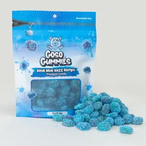 Sour Blue Razz Gusher Bombs – 6oz Bag – Sour Blue Raspberry Filled Candy - Viral Tikok