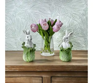 7" Resin Bunny In Cabbage Set of 2 By Valerie