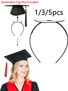 1/3/5pcs Bachelor Hat Headbands, DIY Graduation Cap Accessories, Preppy Stretch Plain Design, All Seasons Photo Props for University Ceremonies