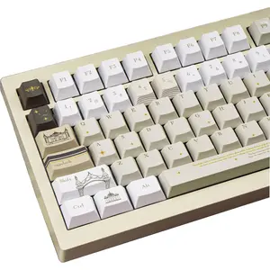 145 Keys Cherry Profile PBT Keycap Set | White Beige Green 5-Side Dye Sublimation for Mechanical Keyboard