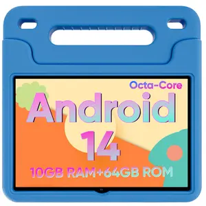 JUNINKE 2026 Android 15 Kids Tablet, 10 Inch HD Display, 8GB RAM, 64GB ROM (Expandable to 1TB), with Kids Space, Parental Controls, Long-Lasting Battery (Blue)