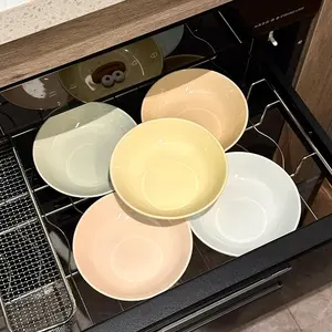 5 Pcs Solid Color Cream Style Ceramic Snack Plates, Multifunctional Salad Cake Dessert Plates, Dishwasher Oven Microwave Safe