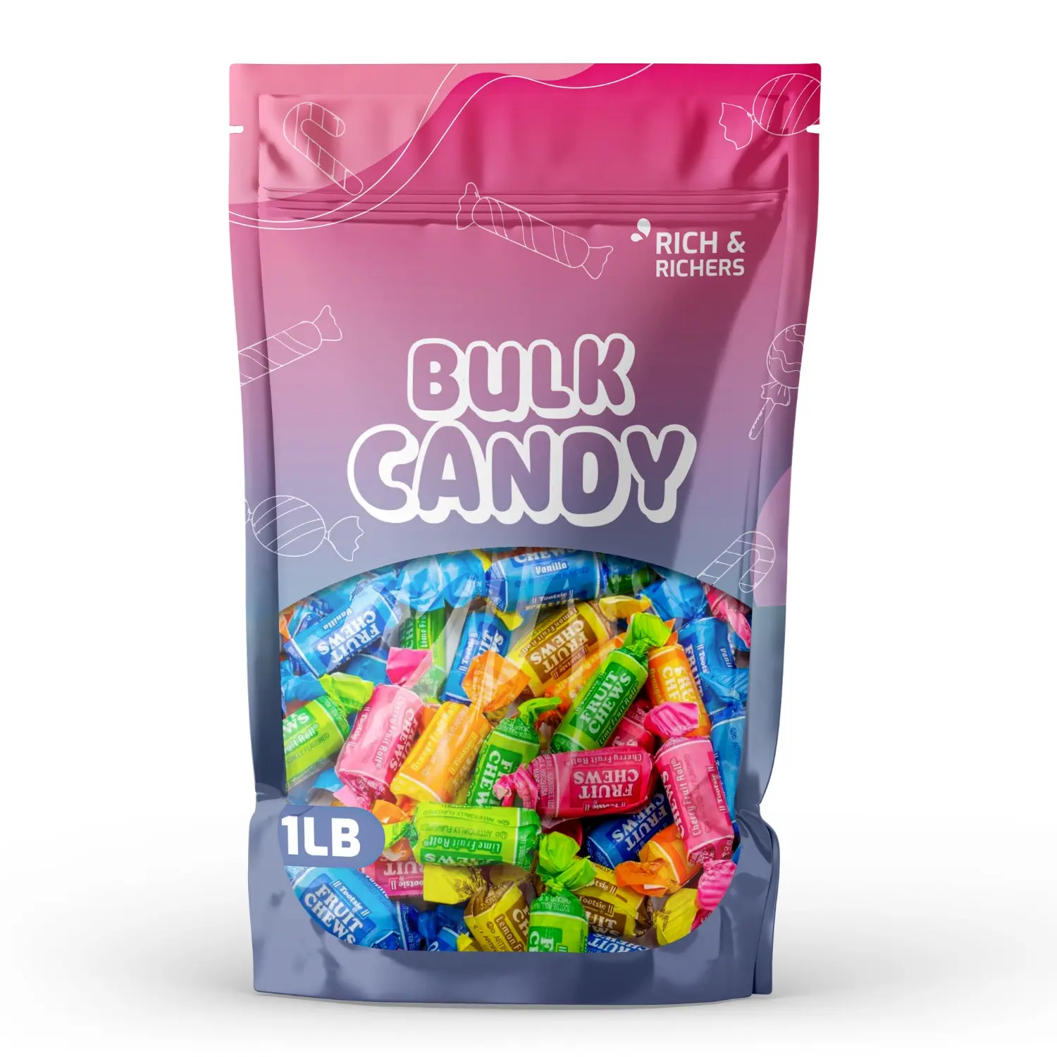 Tootsie Roll Fruit Chews Bulk Bag Assorted Midgees Candy [1lb & 1.5lb Pouch] Individually Wrapped Chewy Fruit Rolls, Peanut-Free Retro Sweet Treats (Sold by Weight)