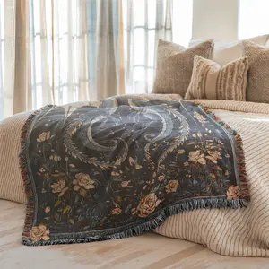 Multi-Function Tassel Woven Blanket, Floral Blanket, Double Dragon Pattern Bed Blanket, for Sofa Cover, Couch Throw, Armchair, Home Decor, Tablecloth, Shawl, Outdoor Picnic, Camping, Beach Towel