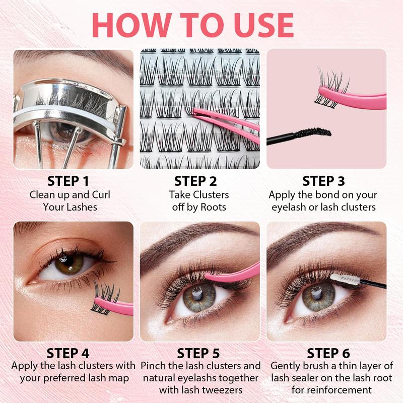 Natural Lash Extension Kit 168Pcs Eyelash Extensions Kit Individual LashesExtensions withLash Bond & Seal & Tweezersfor Beginners cluster applicator makeupcosmetic cosmetic Gentle eyelashes &adhesives 0.05mm cluster kit volume eyelash cluster