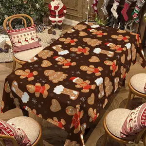 Rectangular Christmas Tablecloth, Gingerbread Man Design, Holiday Party Decorations, Best Christmas Gift, New Year Eve Dinner Decoration