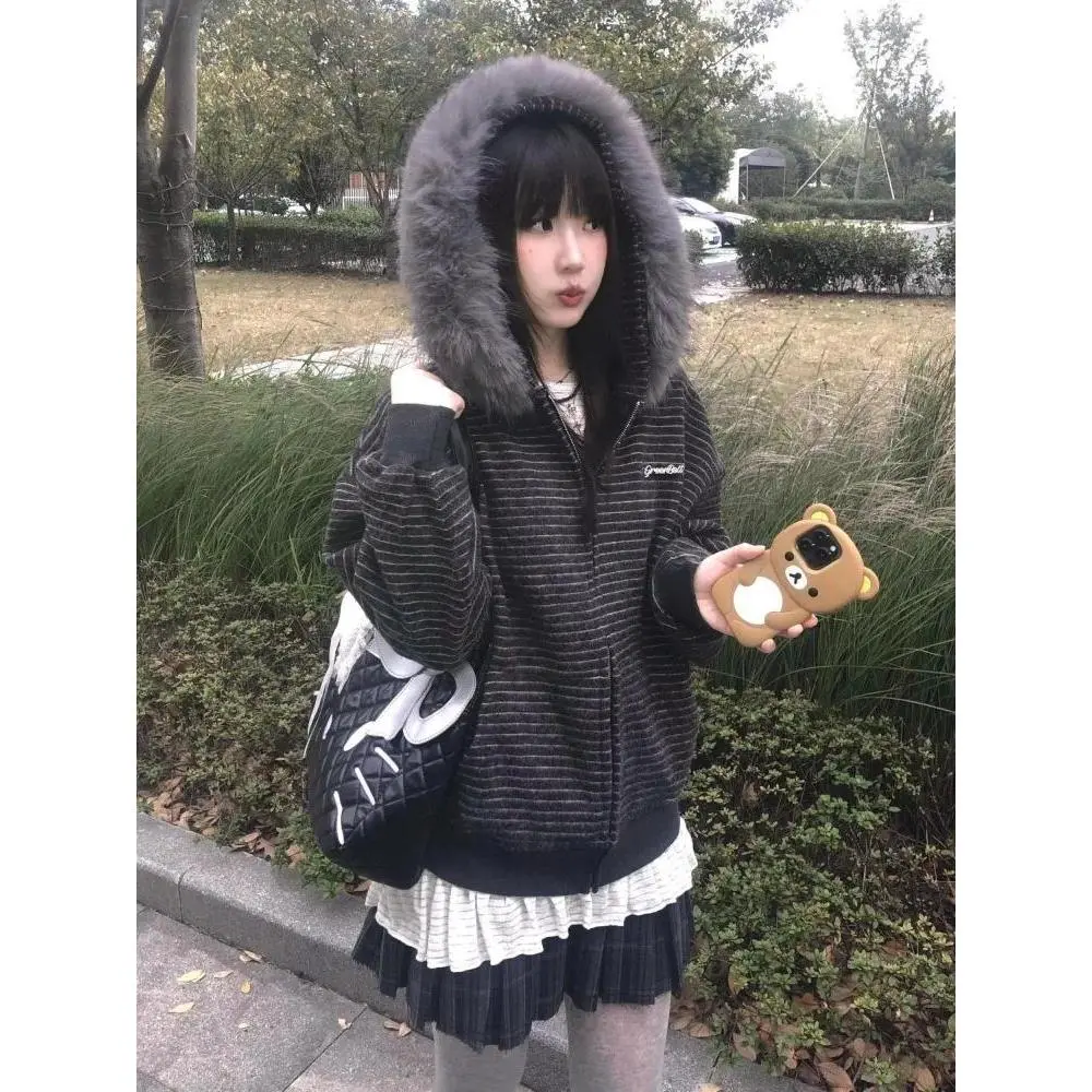 y2k jacket with fur hood - TikTok Shop