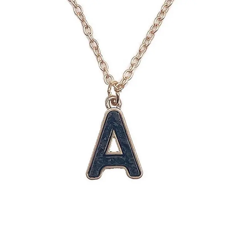 Druzy Black Initial Necklace with Lobster Claw Closure, 16" Length, Featuring Extending Hooks