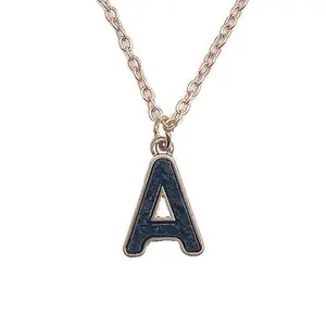 Druzy Black Initial Necklace with Lobster Claw Closure, 16" Length, Featuring Extending Hooks