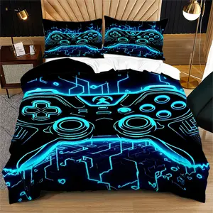 2/3 piece set of soft polyester fiber, digital printing design, zipper closure, including duvet cover and pillowcase, suitable for all seasons, machine washable decoration, Bedroom Bedding Set
