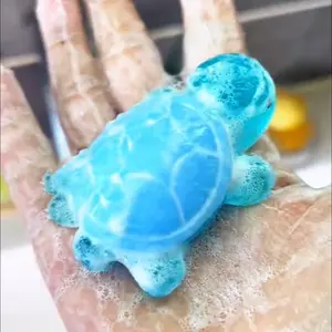 Cute Turtle Essential Oil Soap Set (4 Pieces), Handmade, Cartoon Design, Ideal Gift Choice, Perfect for Cleansing, Relaxation, Aromatherapy and Body Care, Moisturizing Body Cleanser
