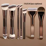 【Black Friday】Multi-Functional Makeup Brush Set with Double-Ended Brushes, Available in 2/4/5/6/7-Piece Options, Synthetic Fiber Brushes for Foundation, Contour, Eyeshadow and Blush