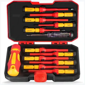 1000V Insulated Electrician Screwdriver Set - 13pcs Electrical Tools Kit with Magnetic CR-V Steel Tips, Insulated Handle, Phillips, Slotted, Pozi, Torx Screwdrivers, VDE & GS Certified