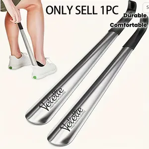 Stainless Steel Shoe Horn, Ergonomic Design for Elderly, Mobility Aid, Comfortable Grip, Durable Smooth Surface, Footwear Accessory