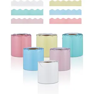 VEVOR Bulletin Board Border, 65.6 Feet Rolled Border Trim, Scalloped Bulletin Board Paper with Wavy Line Design, Classroom Border for Bulletin Board, School, Classroom, and Locker Decoration, Black