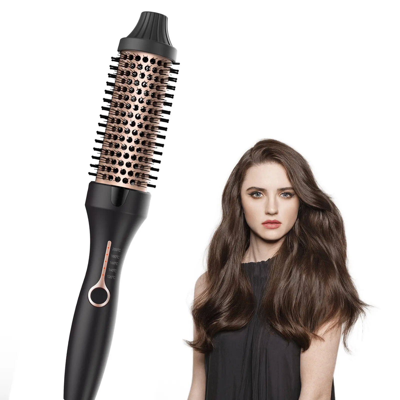 3-in-1 Ceramic Thermal Brush for Blowouts, 38mm Hair Styling Kit, Multi-Use Curling Straightening Tool with Dual PTC Heat, 5 Temp Settings, Thermal Brush Blowout