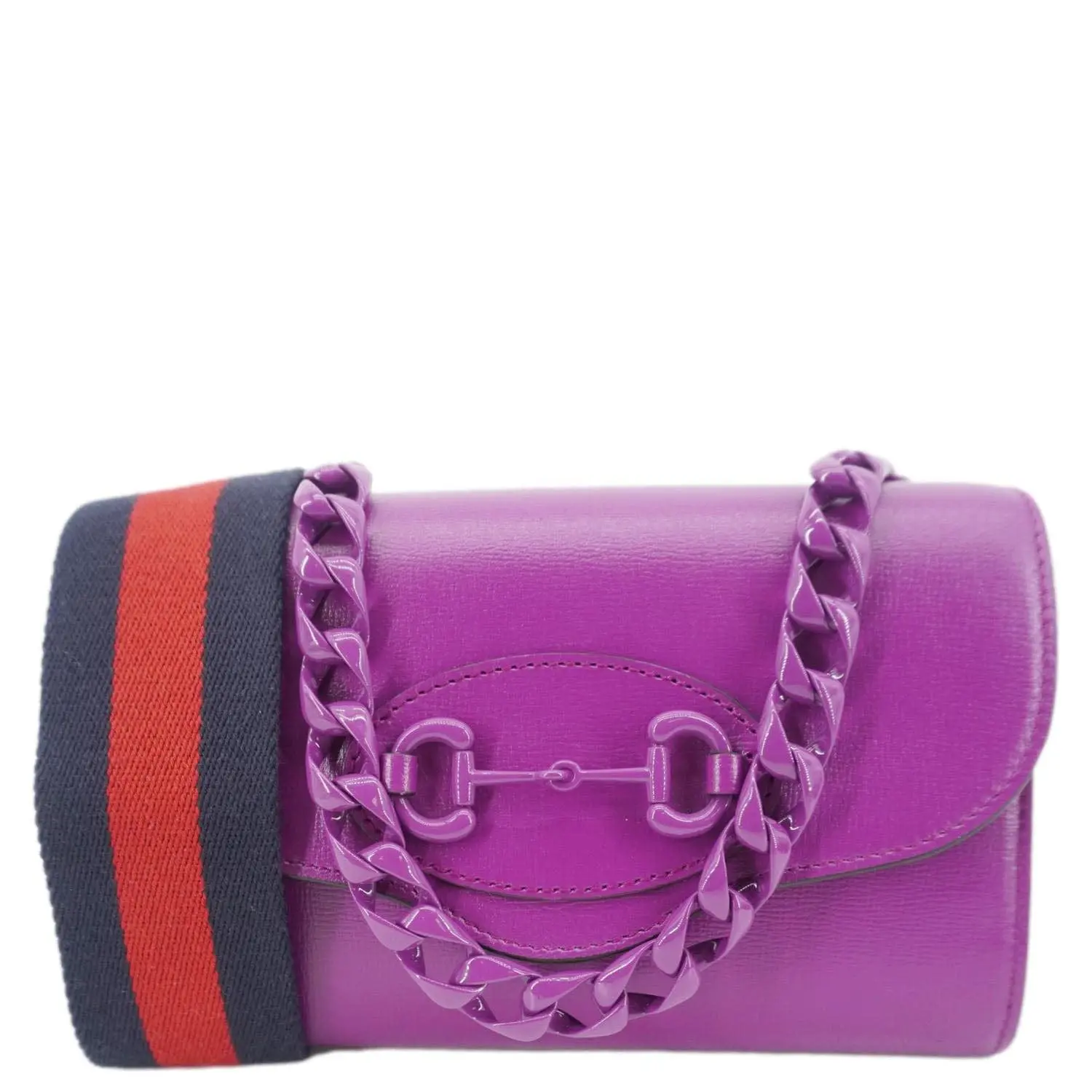 Pre-owned GUCCI Leather Shoulder Bags Horsebit 1955 mini Shoulder Bag Purple 724713