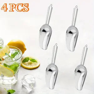 4 Pack Mini Scoop, 3 Ounce Stainless Steel Kitchen Utility Scoops, Ideal for Candy/Ice Cube/Flour/Sugar/Coffee Bean/Protein Powder, Food Grade & Anti Rust, Easy Clean & Dishwasher Safe