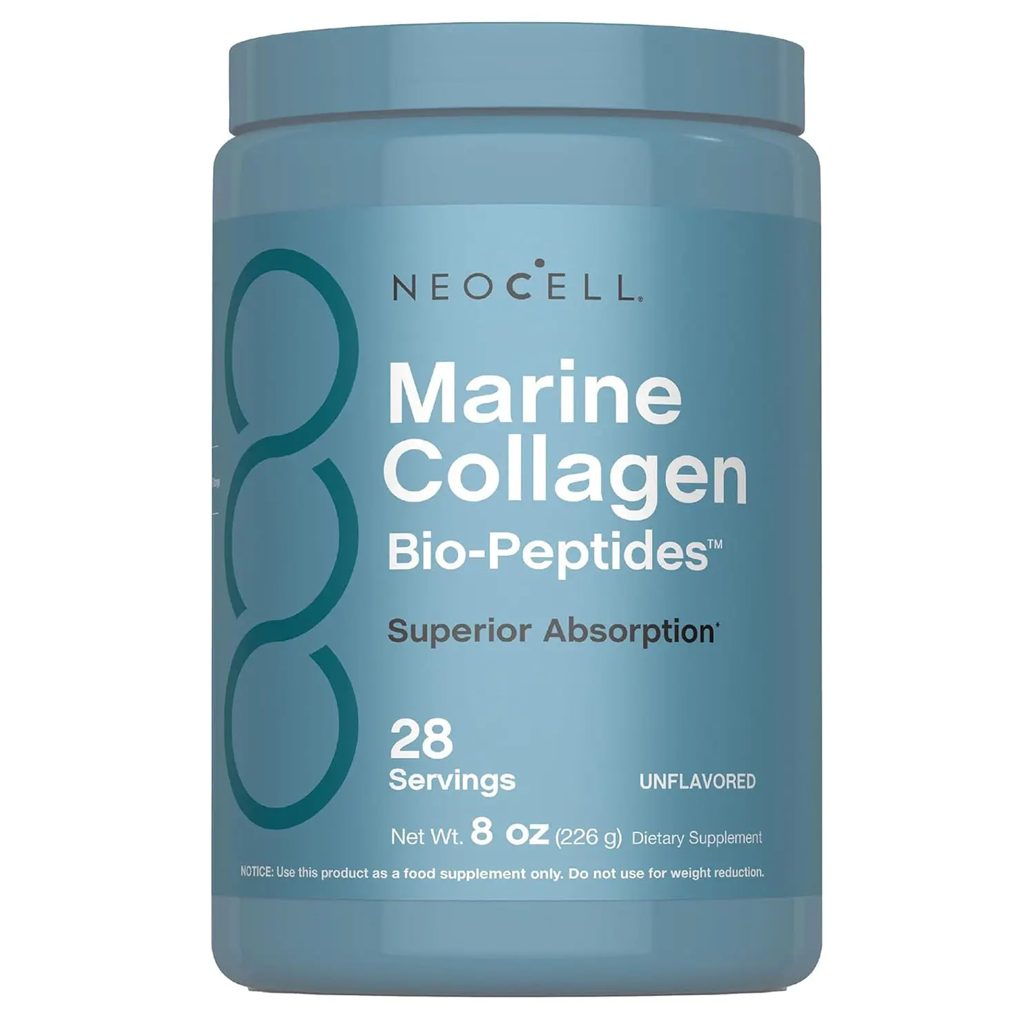 NeoCell Marine Collagen Peptides Powder | 8 oz | Unflavored | Superior Absorption | Hair, Skin, & Nails Supplement