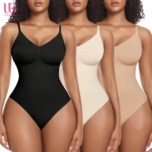 Werena Women's Seamless Shapewear Bodysuit Thong Tummy Control Adjustable Fit Everyday Wear Tops Breathable Mesh Lightweight Comfort