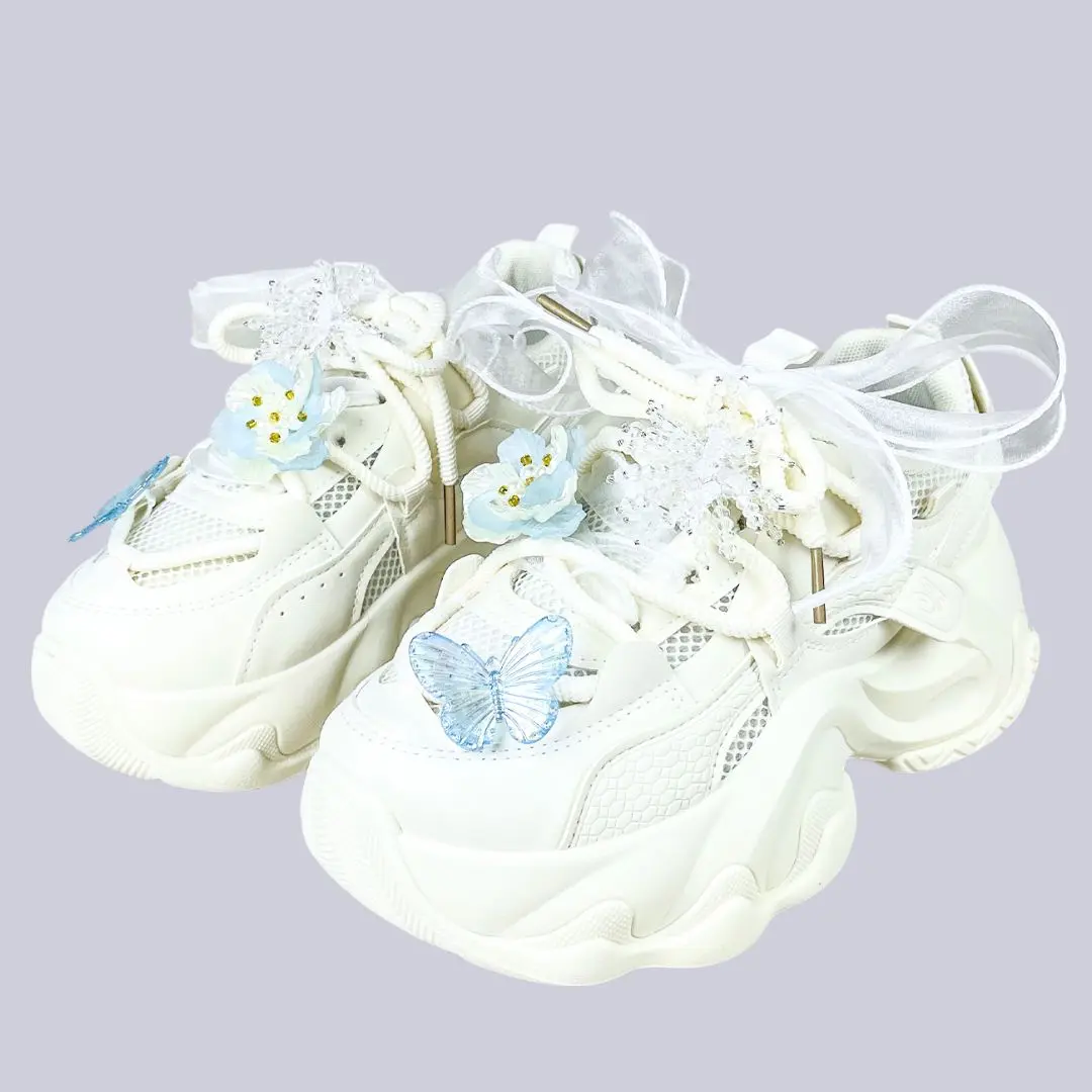 Blue Butterfly Garden Kawaii Chunky Sneakers - Unisex