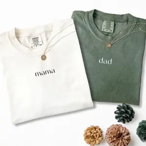 Comfort Colors Mama And Dad T-Shirt, Matching Mom And Dad Shirt, Best Mom Ever, Best Dad Ever, Custom Mom Gift, Personalized Dad Tee, Retro Family Outfit