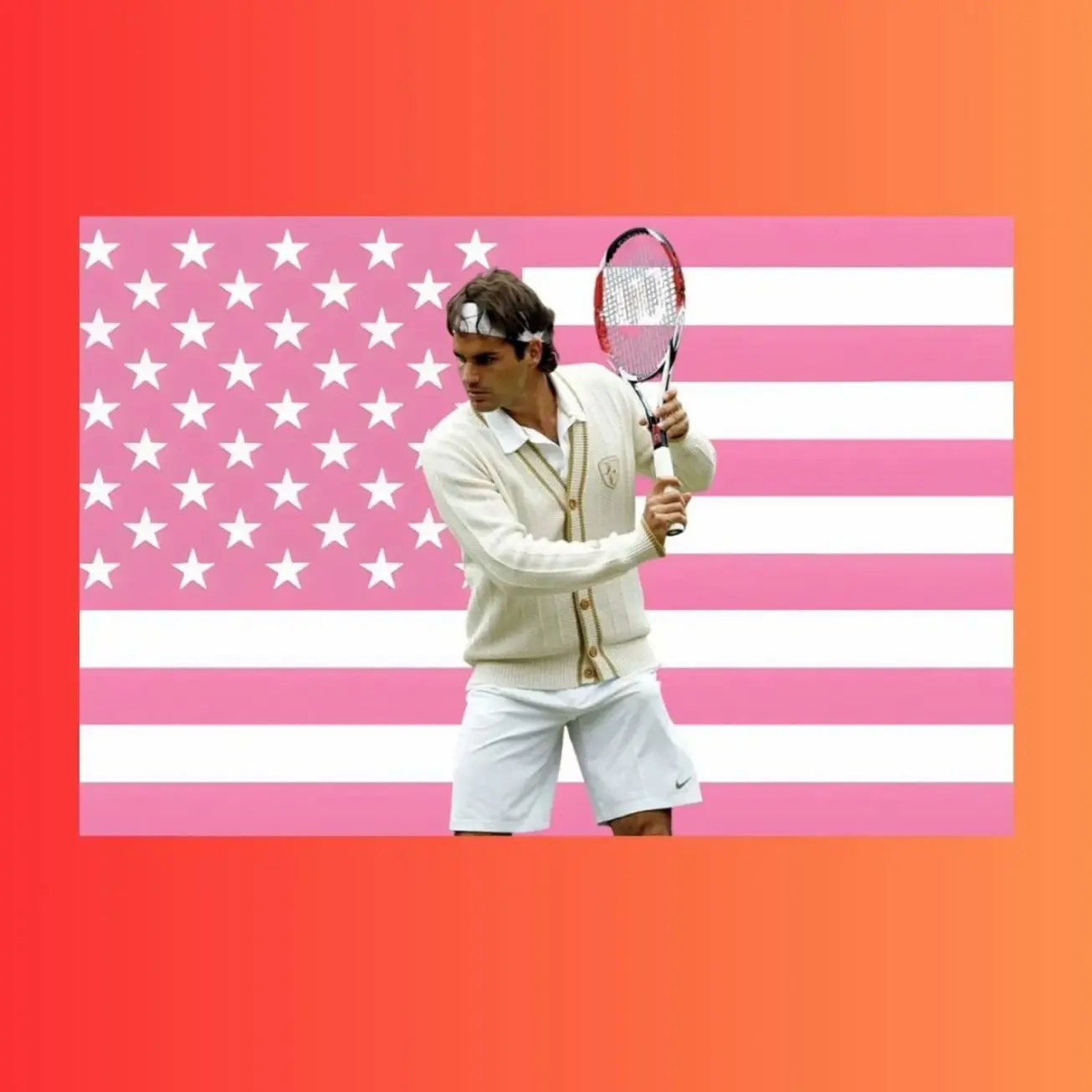 Roger Federer Pink American Flag Tapestry | Wimbledon Tennis Legend Wall Art | GOAT Sports Fan Gift | Bedroom Decor