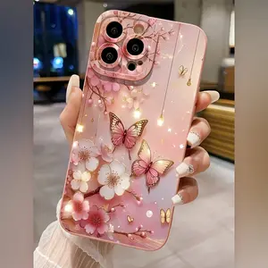 Glitter Butterfly: Angel Eye Lens Full Coverage Compatible with Apple Series iPhone 14 Pro Case Apple 13 Protective Cover 11/12 Advanced Skin-Friendly Compatible with iPhone 15 Plus Case 14 Pro Max Apple 13 Protective Cover 12 Compatible with Apple 16 Ser
