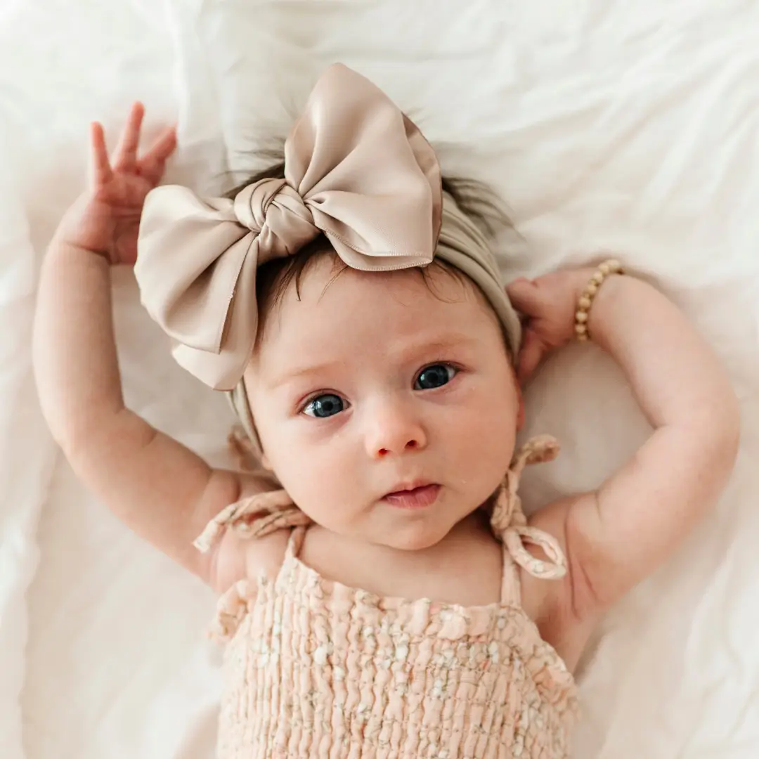 Baby Bling Satin FAB soft nylon/spandex wide headband with satin bow