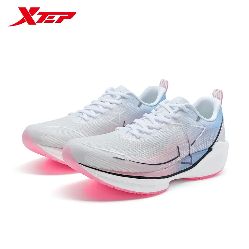 Xtep 360X 1.0 Men's Running Shoes White and Pink with Engineered Mesh Upper & T400 Carbon Plate for Speed and Performance