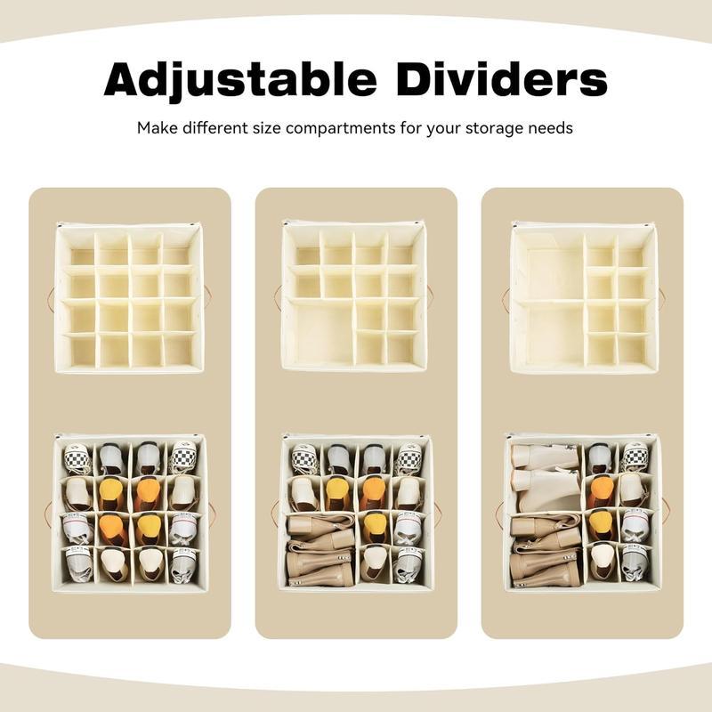 SMART SHOE STORAGE SOLUTION Adjustable Shoe Organizer for Closet Fabric Storage Boxes with Clear Lid Foldable Space-Saving Design Fits 8–32 Pairs Perfect for Bedroom Closet Dorm Back-to-School Season rack