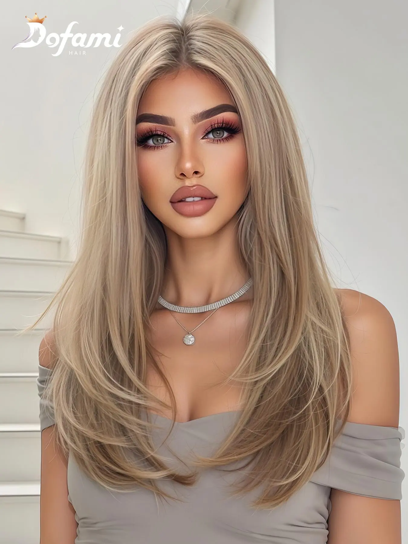18 Inch Long Blonde Lace Front Wigs for Women, Gorgeous Fluffy Wigs without Bangs, Synthetic Lace Front Wigs for Party, Daily Use, Glueless Frontal Wig