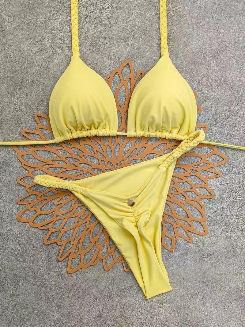 Women's Split Swimsuit, Two Piece Set - Solid Color Design | High Waist Bikini Set | Suitable for Summer Beach Vacation, Hot Springs, and Water Parks | Swimsuit