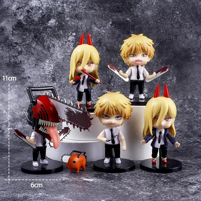 6PCS Chainsaw Man Action Figures New PVC Denji Pochita Collection Model Set Toys Anime Peripherals Dolls Ornaments Kids Gift