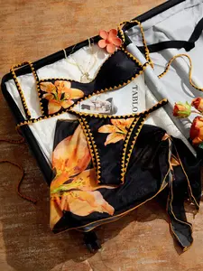 Tina Swim 3pcs Women Floral Swimsuit Set With Sarong Cover Up, Sexy Beach Party Outfit