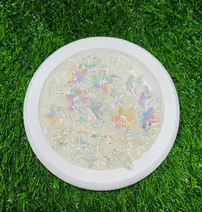 16mm White Clear UV Crackle Acrylic Beads –  5 Pack