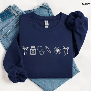 Minimalist Nurse Icons Gildan Sweatshirt, Cute Medical Crewneck for Hospital Staff, RN Appreciation Gift, Nursing School Graduation Pullover for Her