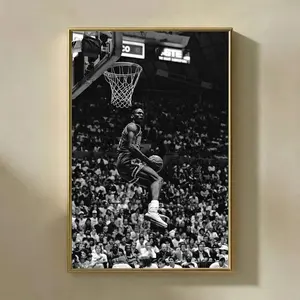Michael Jordan #23 Dunk Poster, Iconic #23 Dunk Poster, Black and White Legend Action Photo Print, Vintage Basketball