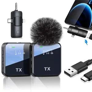 Wireless Lavalier Microphone, 3 in 1 Noise Cancelling Microphone, Mini Microphone for Recording Interviews, Vlogs, Video Recording, Audio, Streaming Microphone, Microphone Set, Podcast Equipment Kit, Live Streaming Mic