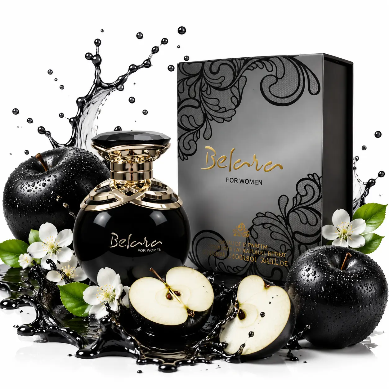 Belara Black Perfume for Women, Dark Floral Woody Fragrance, Sweet Rose Vanilla Amber Scent, Long Lasting Luxury Eau de Parfum, Elegant Black Bottle 100ml