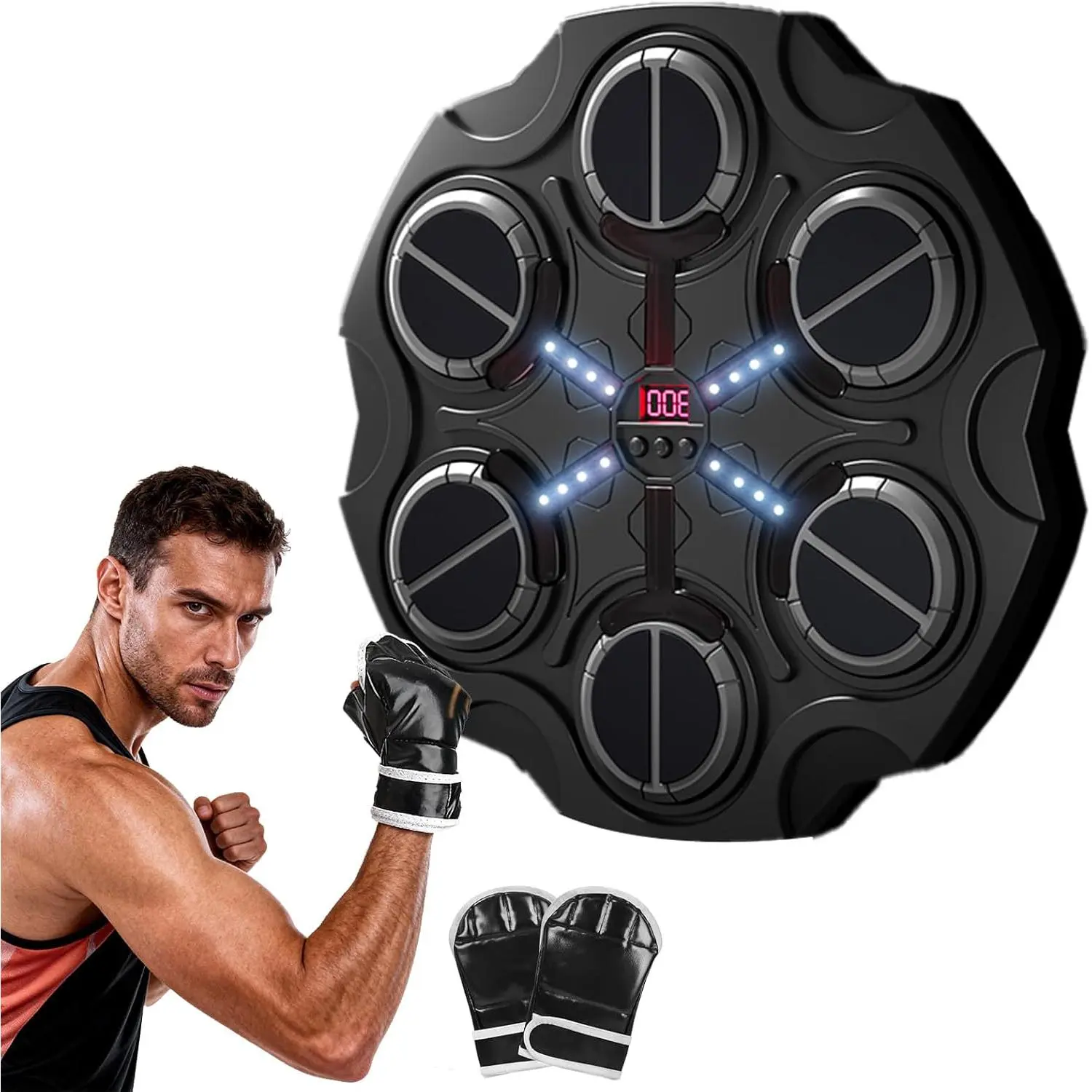 Wall-Mounted Smart Scoring Boxing Machine with Gloves, Bluetooth Music, Cool Lights, 3 Speeds & Punch Pad - Unisex Home Gym Equipment for Agility Improvement, Stress Release, Ideal Thanksgiving/Birthday Gift for Teenagers & Family, Improve Agility