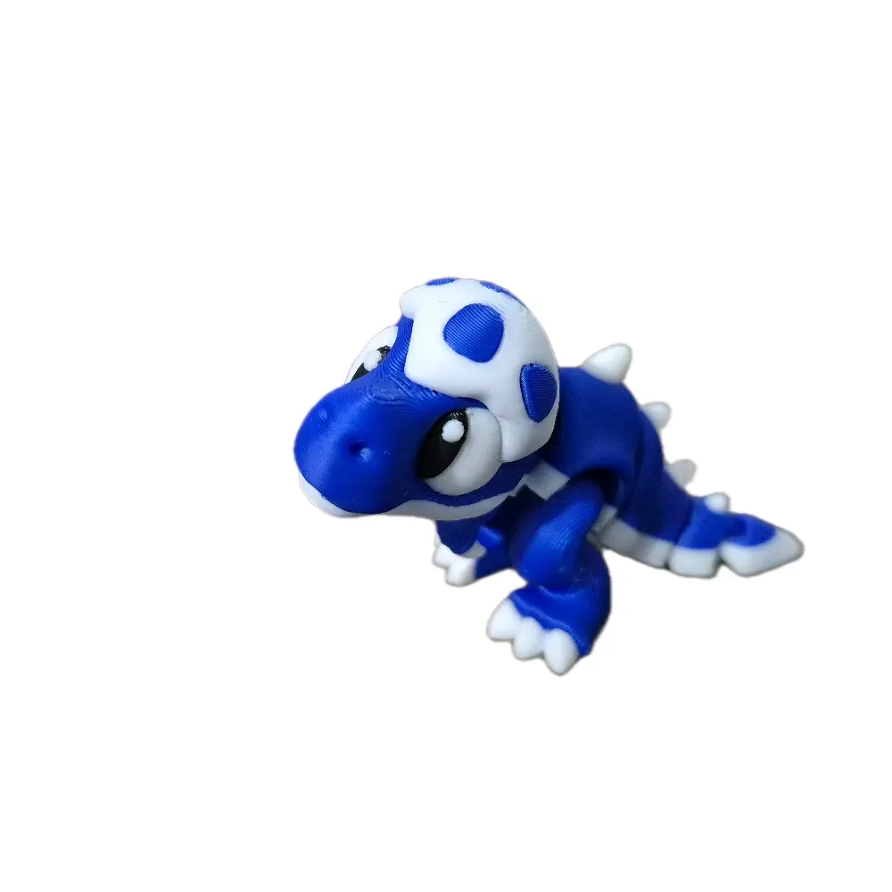 Articulated T-Rex Dinosaur Toy 3D Printed Fidget Dino Chibi Rex Desk Pet Blue and White Miniature Figurine Cute Flexi Raptor Gift for Kids