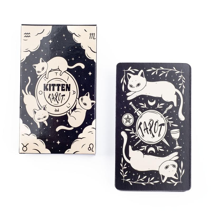 New 2025 Jewelry Design Kitten Tarot Deck 78Pcs Cute Black and White For Beginners Version Mysterious Board Game Fun Fortune telling Kit Nice Gifts