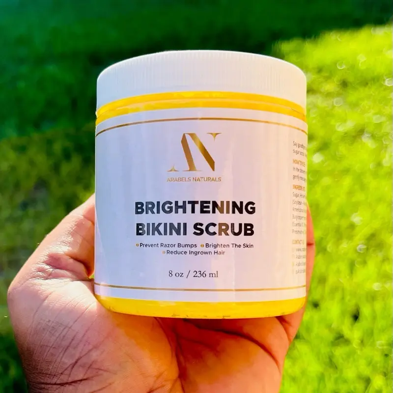 Bikini Sugar Scrub 8 oz Turmeric Sugar Scrub for Uneven Skin Tone - Brightens Skin, Prevents Blemishes
